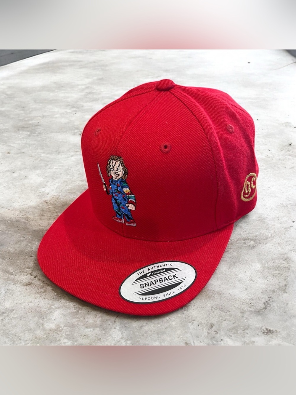 🌸Yupoong Chucky Red Adjustable Snapback Hat Solid Horror Theme One Size